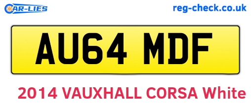 AU64MDF are the vehicle registration plates.