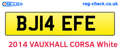 BJ14EFE are the vehicle registration plates.