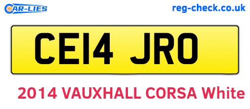 CE14JRO are the vehicle registration plates.