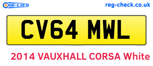 CV64MWL are the vehicle registration plates.