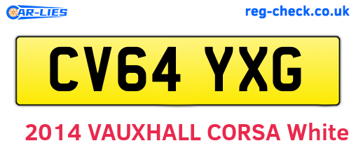 CV64YXG are the vehicle registration plates.