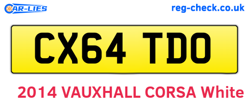 CX64TDO are the vehicle registration plates.