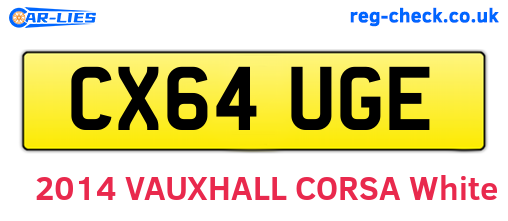 CX64UGE are the vehicle registration plates.