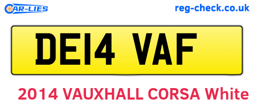 DE14VAF are the vehicle registration plates.
