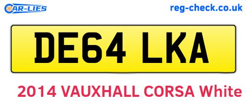 DE64LKA are the vehicle registration plates.