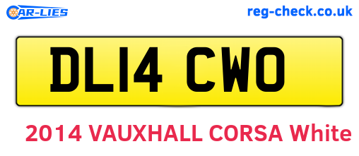 DL14CWO are the vehicle registration plates.
