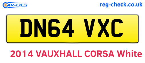 DN64VXC are the vehicle registration plates.