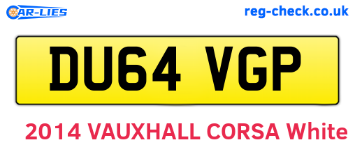 DU64VGP are the vehicle registration plates.
