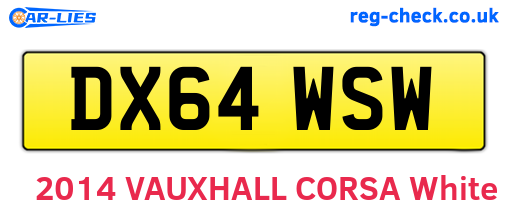 DX64WSW are the vehicle registration plates.
