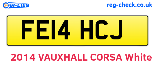 FE14HCJ are the vehicle registration plates.