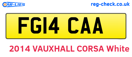 FG14CAA are the vehicle registration plates.