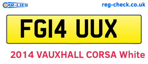 FG14UUX are the vehicle registration plates.