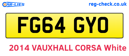 FG64GYO are the vehicle registration plates.