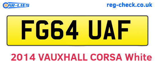 FG64UAF are the vehicle registration plates.