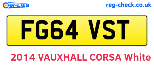 FG64VST are the vehicle registration plates.