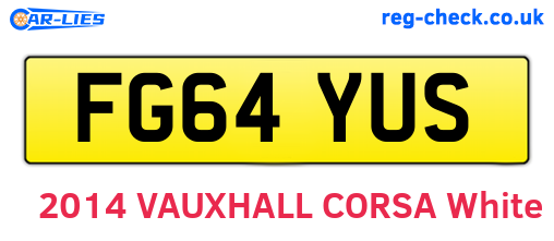 FG64YUS are the vehicle registration plates.