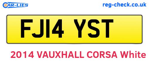 FJ14YST are the vehicle registration plates.