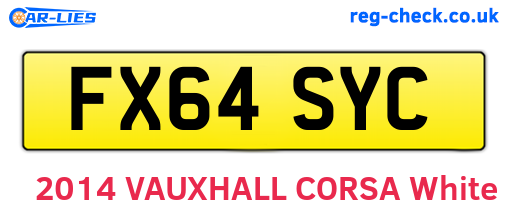 FX64SYC are the vehicle registration plates.