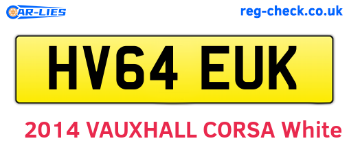 HV64EUK are the vehicle registration plates.