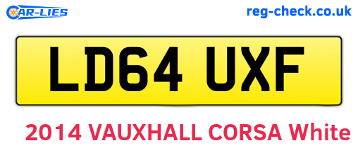 LD64UXF are the vehicle registration plates.