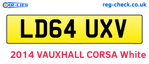 LD64UXV are the vehicle registration plates.