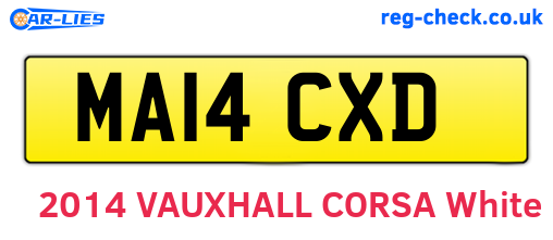MA14CXD are the vehicle registration plates.