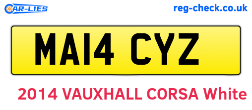 MA14CYZ are the vehicle registration plates.