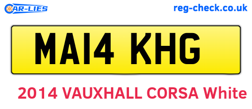 MA14KHG are the vehicle registration plates.