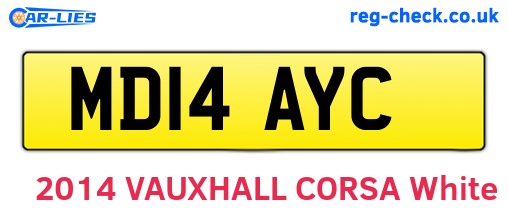 MD14AYC are the vehicle registration plates.