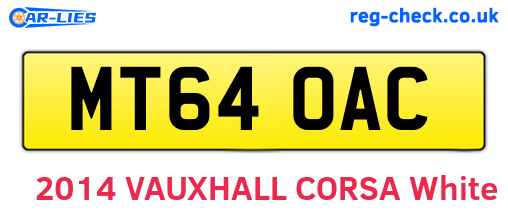 MT64OAC are the vehicle registration plates.