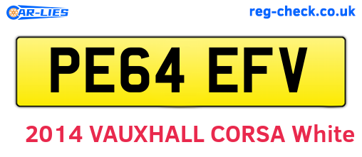PE64EFV are the vehicle registration plates.