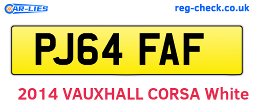 PJ64FAF are the vehicle registration plates.