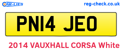 PN14JEO are the vehicle registration plates.