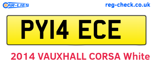 PY14ECE are the vehicle registration plates.