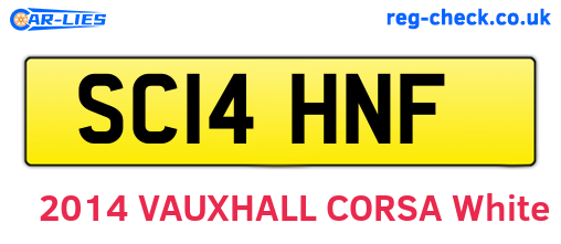 SC14HNF are the vehicle registration plates.