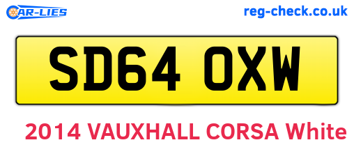SD64OXW are the vehicle registration plates.