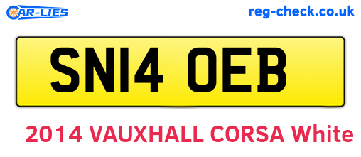 SN14OEB are the vehicle registration plates.