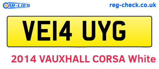 VE14UYG are the vehicle registration plates.