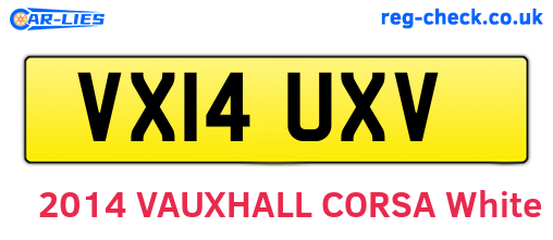 VX14UXV are the vehicle registration plates.