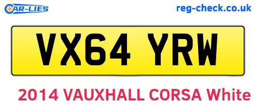 VX64YRW are the vehicle registration plates.