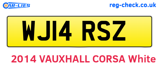 WJ14RSZ are the vehicle registration plates.
