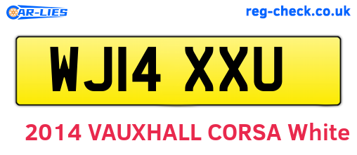 WJ14XXU are the vehicle registration plates.