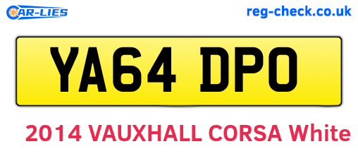 YA64DPO are the vehicle registration plates.