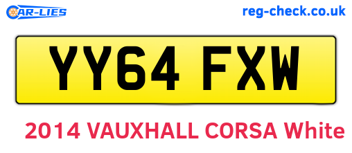 YY64FXW are the vehicle registration plates.