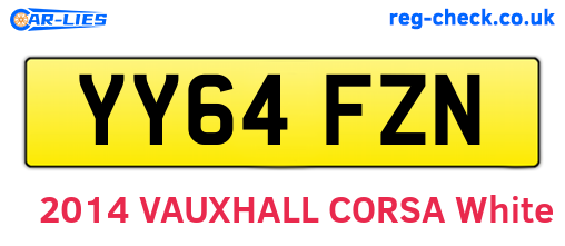 YY64FZN are the vehicle registration plates.