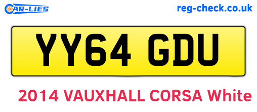 YY64GDU are the vehicle registration plates.
