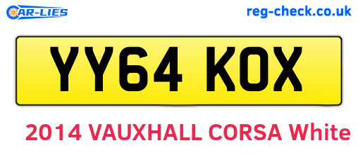 YY64KOX are the vehicle registration plates.
