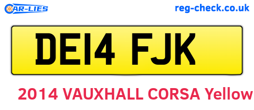 DE14FJK are the vehicle registration plates.
