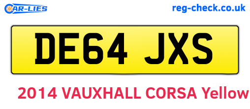 DE64JXS are the vehicle registration plates.