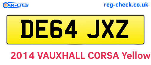 DE64JXZ are the vehicle registration plates.
